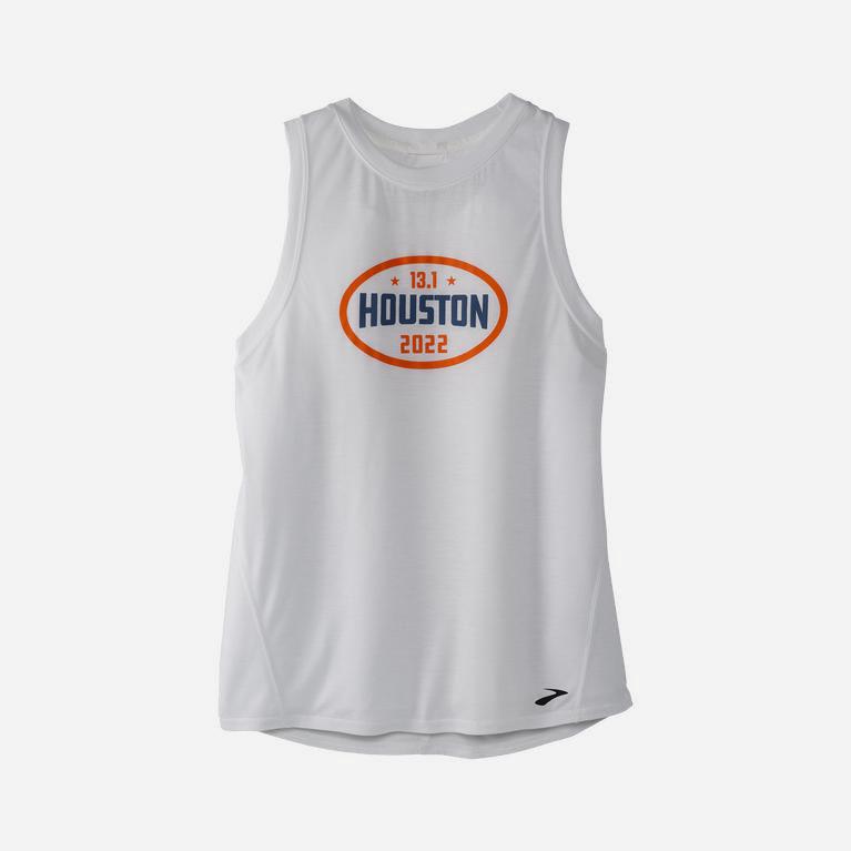 Brooks Houston22 Distance Graphic Australia - Women's Running Tank Top - White/13.1 Houston (635409-